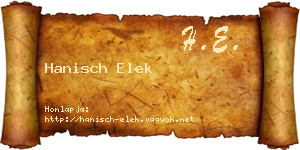 Hanisch Elek névjegykártya